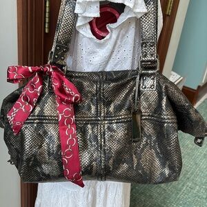 Botkier  snake skin leather shoulder bag  satchel Black/silver metallic like new